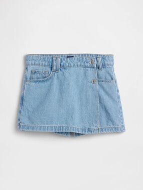 Gap Kids Girls Light Blue Denim Mini Skort Shorts Skirt